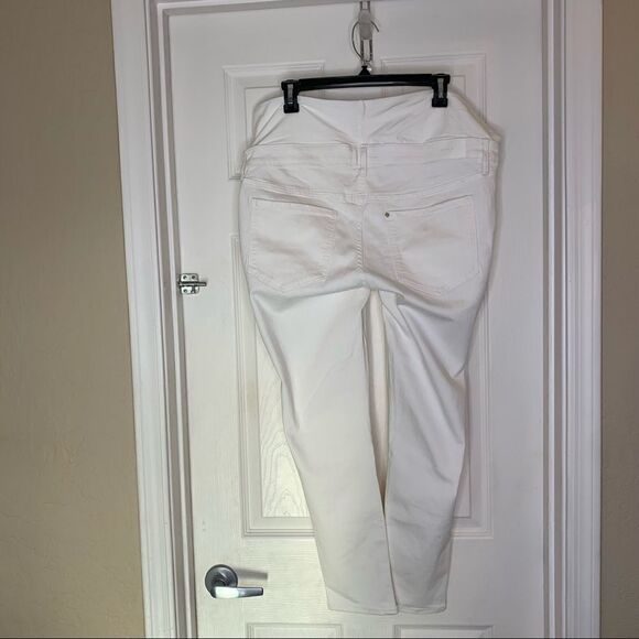 H&M White Maternity Half Panel Jeans Size Large - Picture 5 of 9